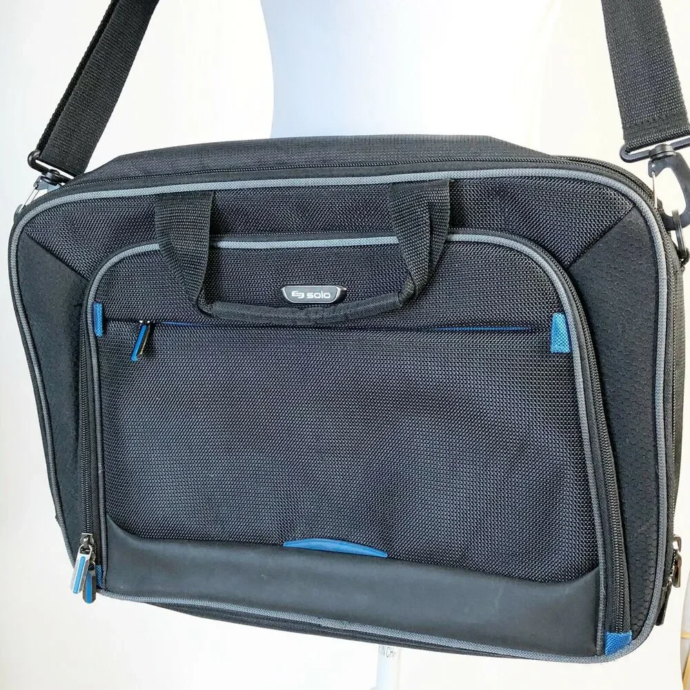 Solo Laptop Bag Crossbody Messenger Black Multiple Pockets Tablet travel 12 X 16